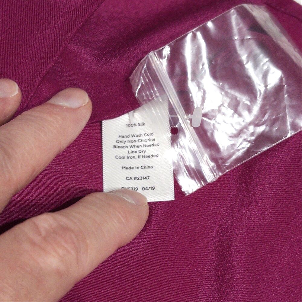 NWOT Talbots Pink Merlot Color Washable Silk Button Down Shirt Blouse Women PL - Picture 6 of 8